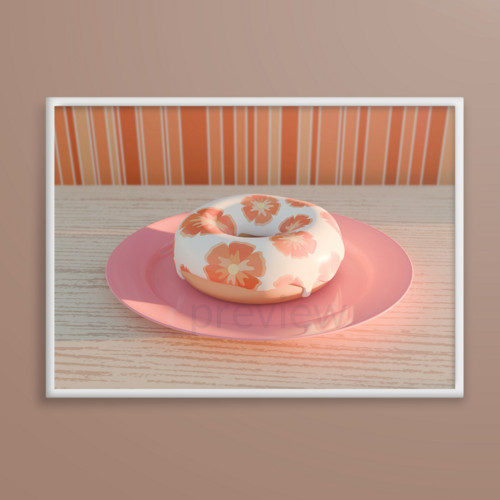 Donut při západu floral grafika oranžády