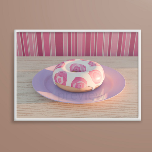 Donut při západu floral grafika růže