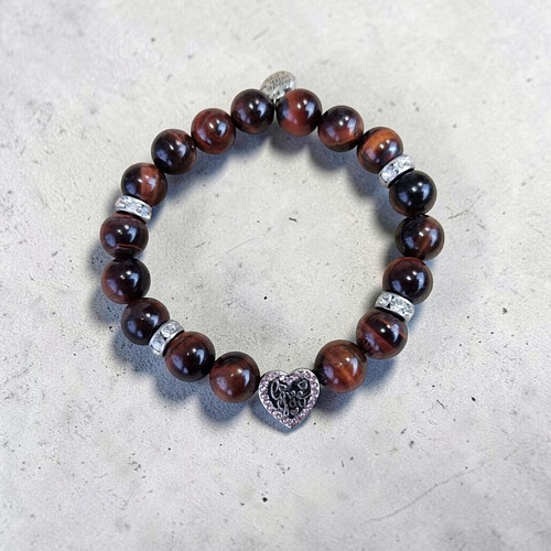 Náramek z býčího oka se srdíčkem Love You