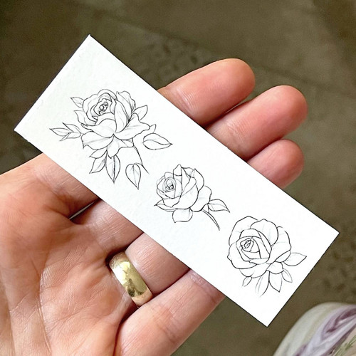 Dočasné tetovačky černé Tiny tattoos růže T0107