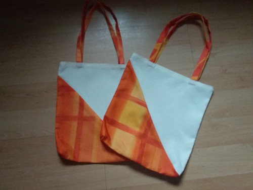 Taška nákupka oranžové káro