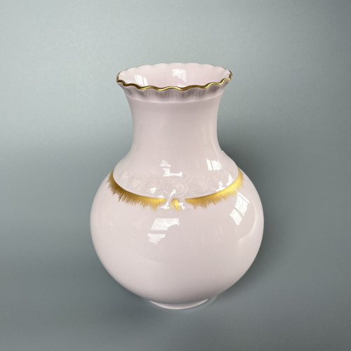 Hutschenreuther Buclatá váza 15cm, růžovy porcelán