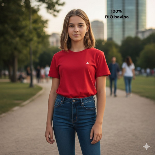 Dětské tričko 100% bio bavlna červené 122/128