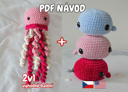 PDF NÁVOD: 2v1 Háčkovaná medúza a velryba
