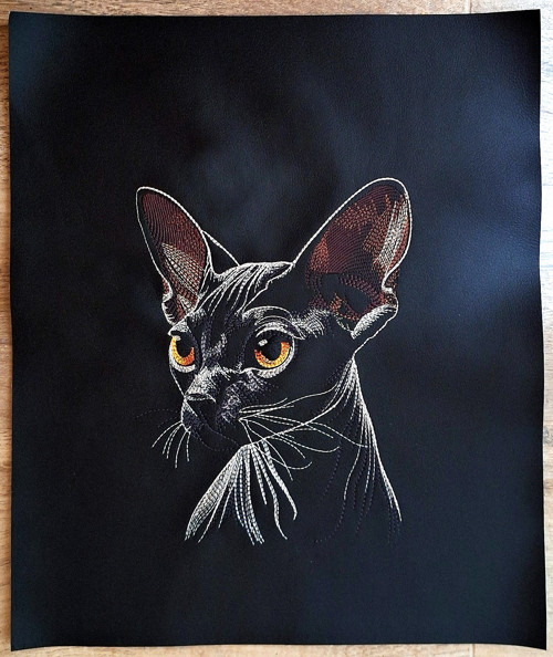 Vyšívaný panel kočka sphynx - pro další tvoření