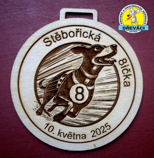 Dřevěné MEDAILE "Stěbořická 8ička" 2025 — foto 1