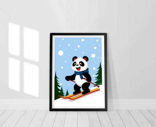 Panda na lyžích - Tisk na grafický papír