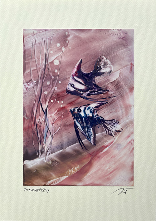 Enkaustika Rybičky I 14,8 x 21 cm