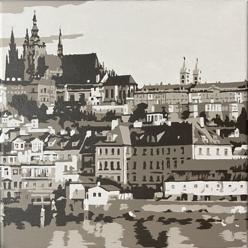 Pražský hrad - tetraptych - 30x120