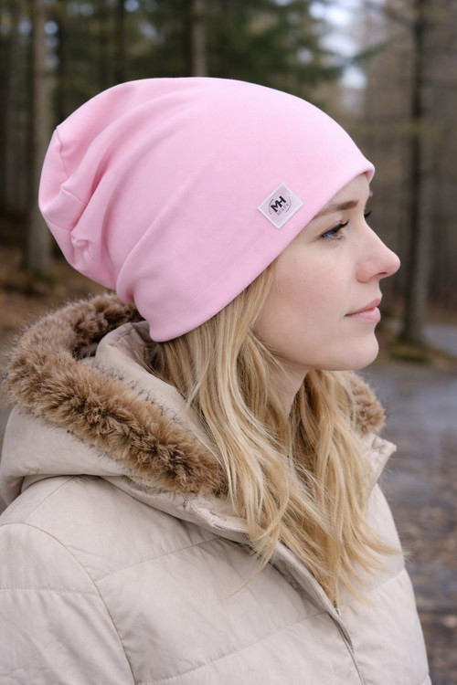(Vel. 56) Jednovrstvá čepice - baby pink