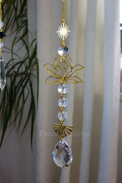 Suncatcher/Lapač Slunce Lotus Ametyst