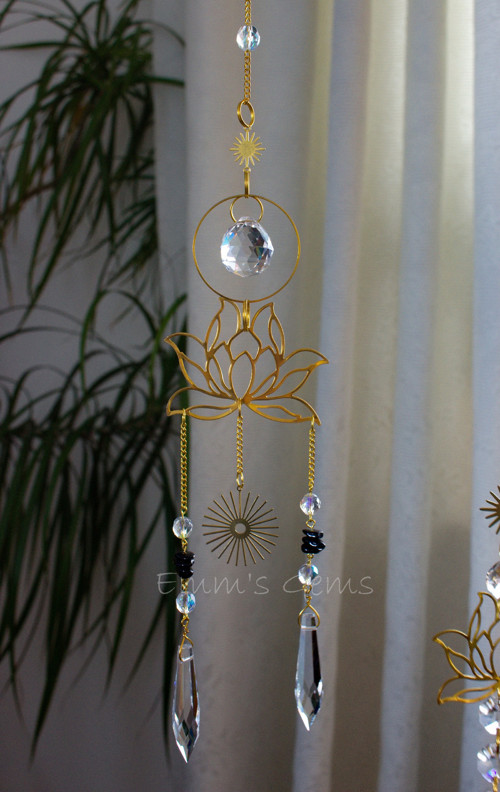 Suncatcher/Lapač Slunce Lotus Obsidián