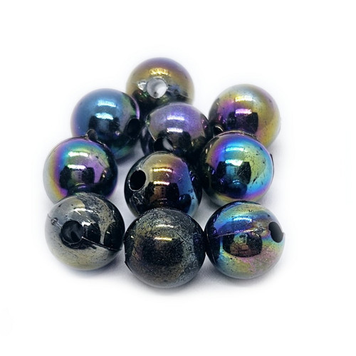 Plastový korálek, AB efekt, multikolor, 10mm, 10ks