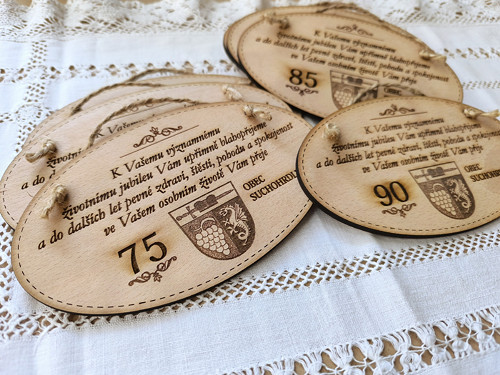 Cedulka Blahopřání od obce - přírodní 14,5cm(5 ks)