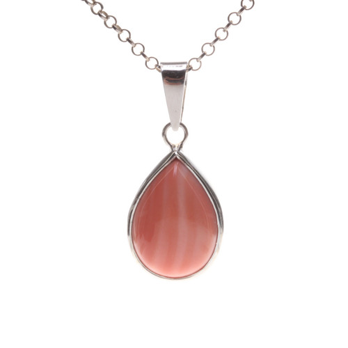 Přívěsek rhodochrosit, kabošon kapka, stříbro 925