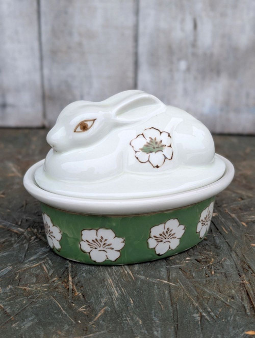 Retro porcelánová dóza, králík. — foto 1