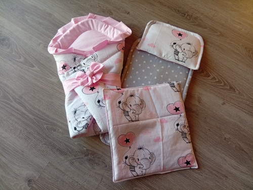 Souprava do kočárku pro panenky "slonici"