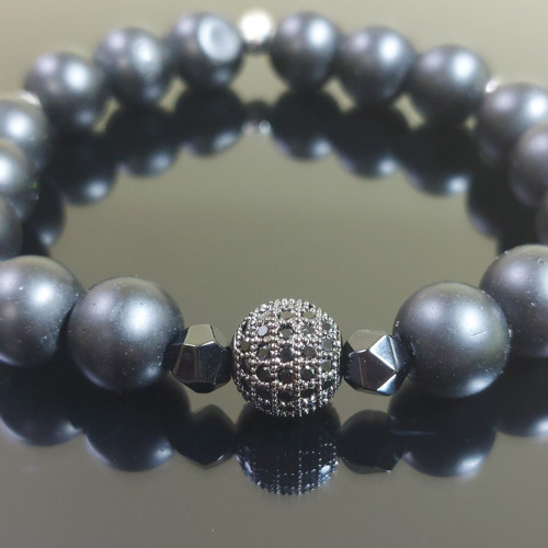 Unisex náramek X z minerálů ONYX a SPINEL
