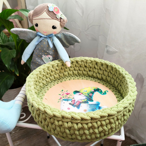 Háčkovaný košíček Tak trochu jiný šálek kávy 20cm