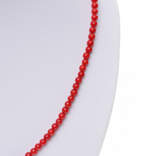 Korálový náhrdelník červený 3 mm, 45 cm, Ag 925