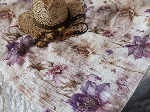 Mušelínový šál /šátek Clematis — foto 1
