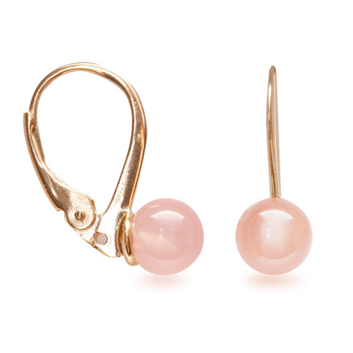 Stříbrné visací náušnice chalcedon 6 mm, Ag 925