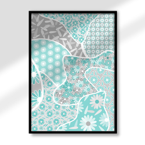 Fleky chaosu floral+petals pastel tyrkysky