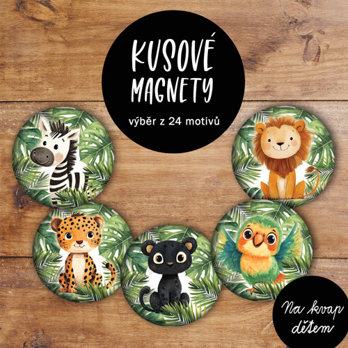 Magnet džungle 1ks/5,6cm: motiv na přání
