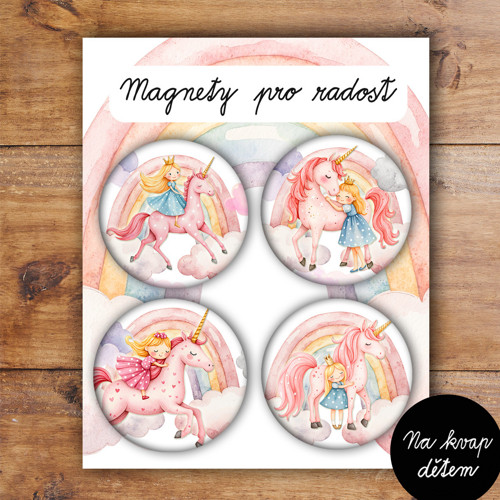 Magnety jednorožci s duhou 4ks/4,4cm