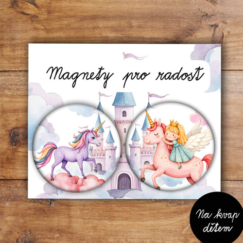 Magnety jednorožci s hradem 2ks/5,6cm