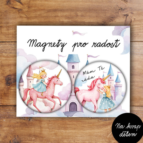 Magnety jednorožci s hradem 2ks/5,6cm