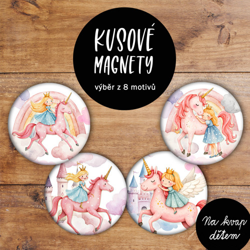 Magnet jednorožci 1ks/5,6cm: motiv na přání