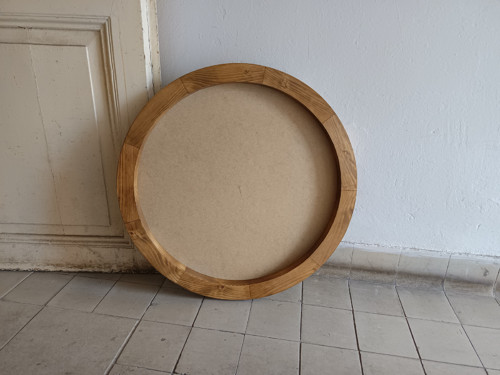 Dřevěný kulatý rám na mechový obraz 70 cm