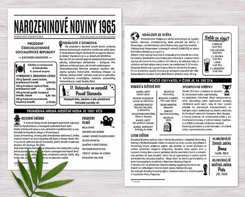 Dvoustranné Narozeninové Noviny R. 1965