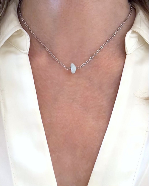 Náhrdelník s amazonitem rhodium