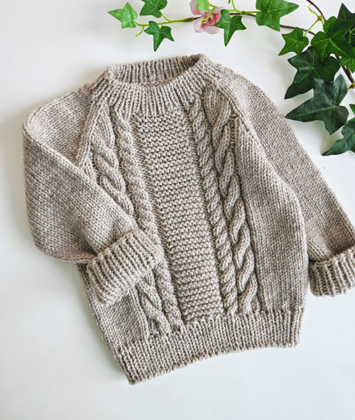 Custom Order Pletený teplý svetr Béžová 104-110cm