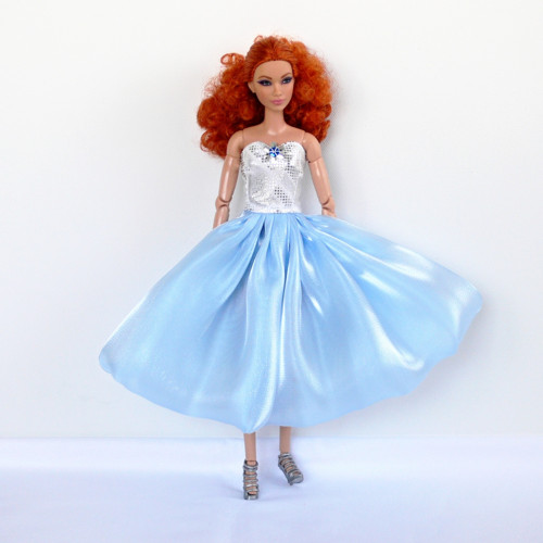 Barbie - krátké společenské šaty sv. modré+botičky