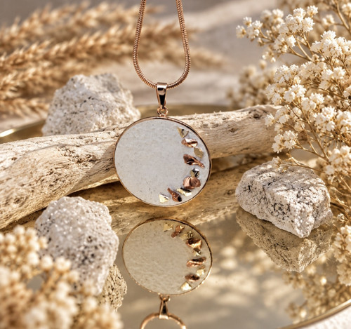 Betonový náhrdelník"Třpyt hvězd" v rose gold