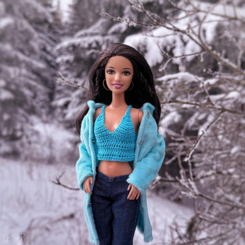 Barbie - tyrkysový háčkovaný top