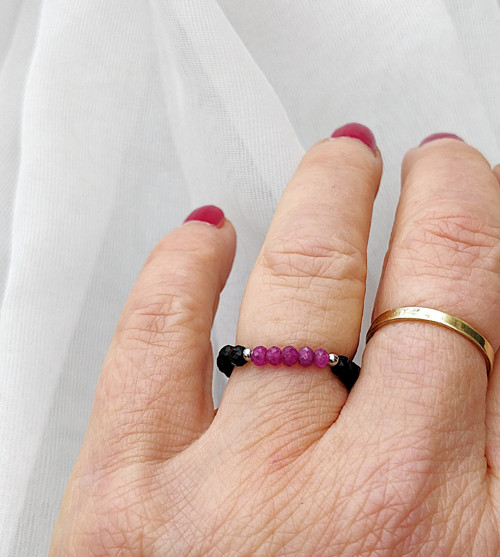 Prstýnky z minerálů / spinel + rondelky rubínu