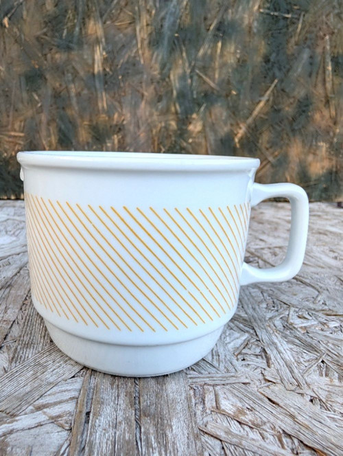 Retro porcelánový hrnek,proužek, Zsolnay, Hungary.
