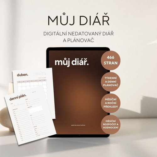 MŮJ DIÁŘ - digitální nedatovaný plánovač I PDF