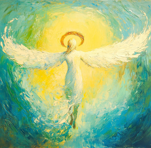 Obraz na platně Anděl, 40x40 cm.