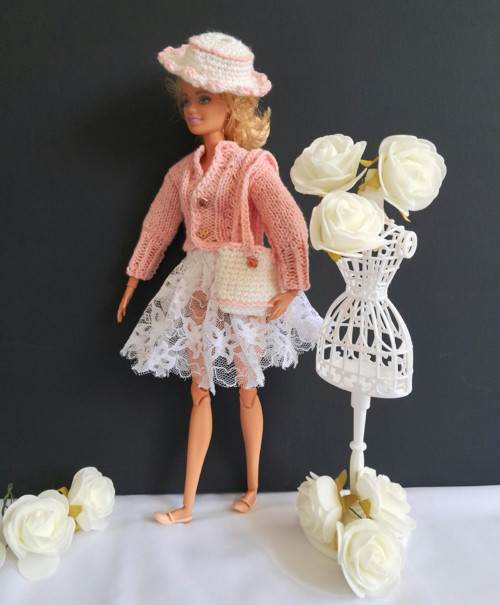 Obleček pro Barbie: Pletený set se sukýnkou