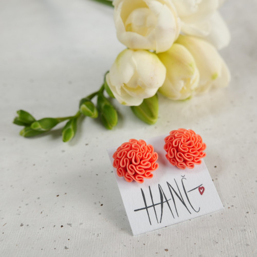 Květinkové náušnice Lososové