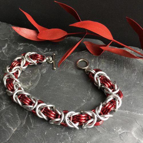 Byzantine red & silver