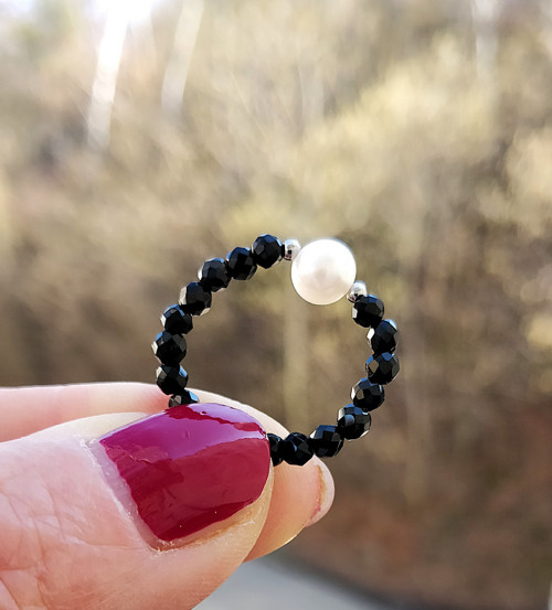 Prstýnky z minerálů / spinel + říční perla /