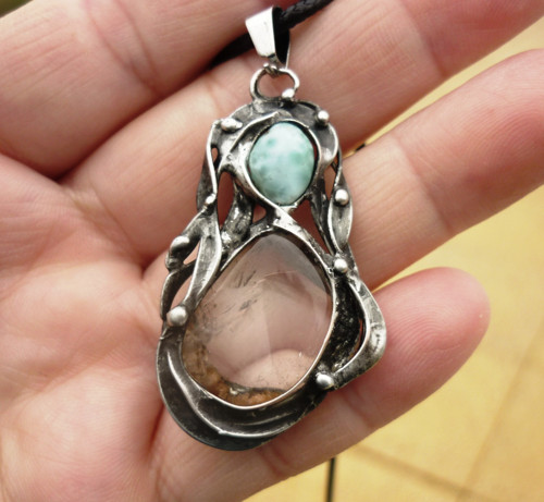 Nymfa (larimar + křišťál)