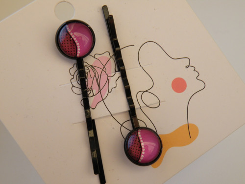 Pérko, sponka kabošon 12mm / fuchsia kabošon