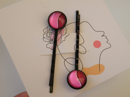 Pérko, sponka kabošon 12mm / růžo-fuchsia kabošon